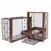 Contemporary Black and Walnut Metal and Wood Storage Basket Set of 3